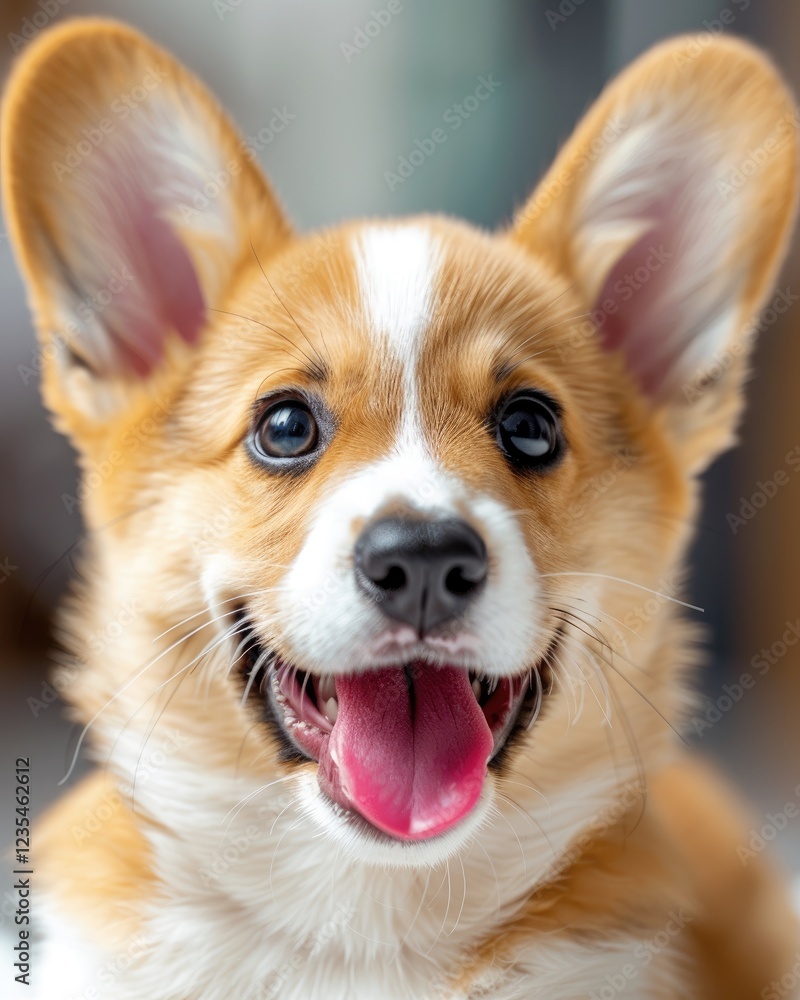 Adorable Corgi Puppy Smiling with Bright Eyes and Floppy Ears Adorable Corgi Puppy Smiling with Bright Eyes and Floppy Ears