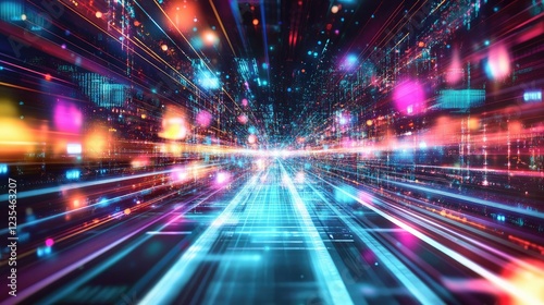 Wallpaper Mural A dazzling digital cityscape with glowing neon lights and holograms, perfect for a futuristic and immersive wallpaper design. Torontodigital.ca