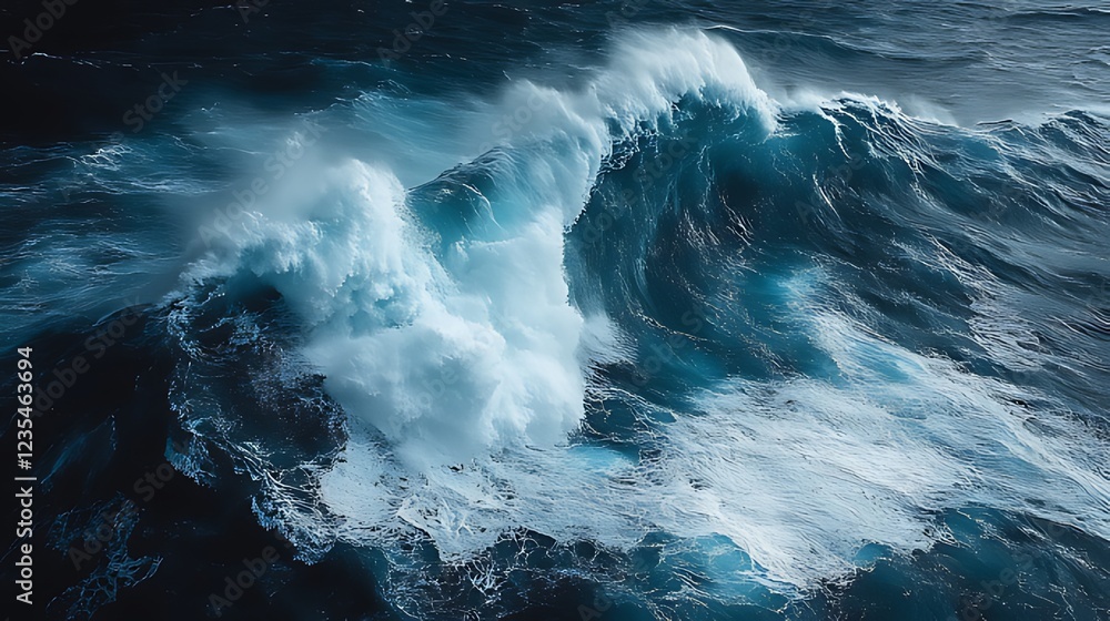 Obraz premium Ocean wave crashing, coastal cliff background, dramatic seascape, nature photography