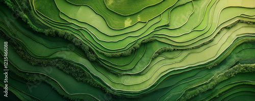 Abstract organic green lines as wallpaper background illustration. Background with natural terraces viewed from a bird’s-eye perspective