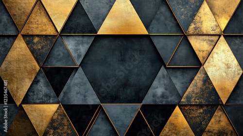 Wallpaper Mural Golden bronze triangles elegantly arranged dark background. AI Generated Torontodigital.ca
