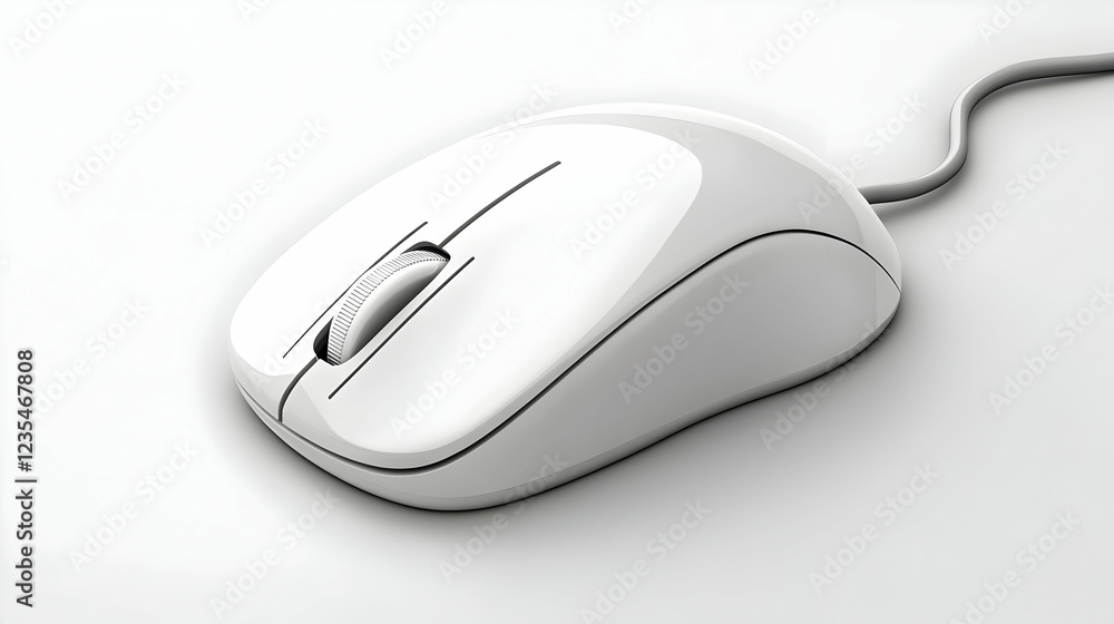 White Computer Mouse 3D Render Product Illustration White Computer Mouse 3D Render Product Illustration