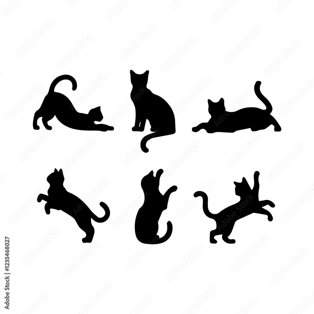 a group of cat vector silhouette. a group of cat vector silhouette.