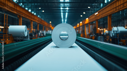 Tissue paper factory, A high-fidelity image of a factory scene with raw paper pulp processing.