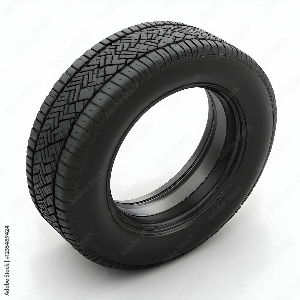 3D Render of a Black Car Tire with Detailed Tread Pattern 3D Render of a Black Car Tire with Detailed Tread Pattern