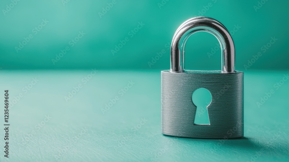 Secure Padlock on a Vibrant Teal Background Secure Padlock on a Vibrant Teal Background