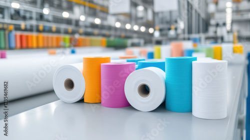 Tissue paper factory, A high-quality image of a tissue paper factory showcasing chaotic production processes.