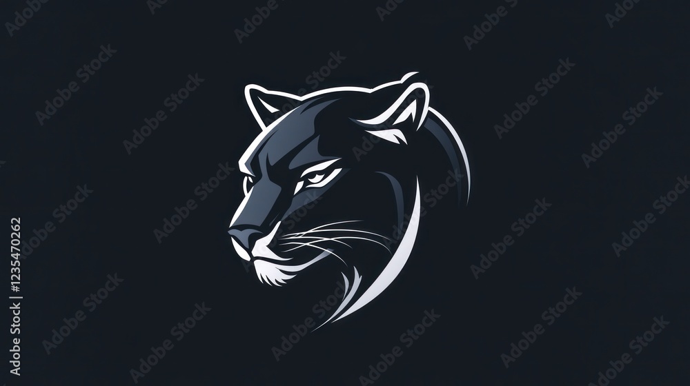 Obraz premium Majestic panther head, dark background, wildlife, logo design