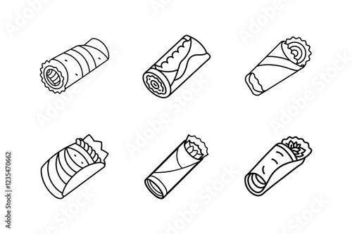 spring rolls icon line art vector illustration