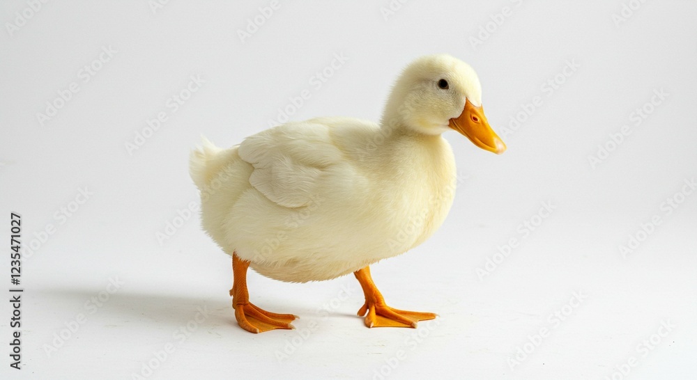 Adorable White Duckling Fluffy Feathers Yellow Bill Cute Farm Animal Studio Shot Adorable White Duckling Fluffy Feathers Yellow Bill Cute Farm Animal Studio Shot