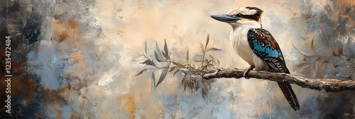 Serene Kookaburra in Eucalyptus Tree - Nature's Vibrant Brushstroke of the Australian Bush