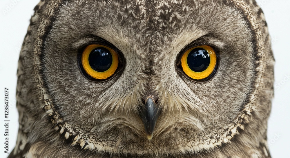 Obraz premium Close up Portrait of a Majestic Owl with Bright Yellow Eyes Detailed Feathers and Intense Gaze