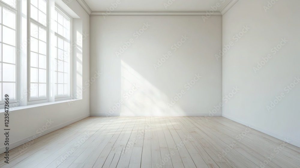 Bright and Airy Empty Room with Large Windows and Light Wood Floor Bright and Airy Empty Room with Large Windows and Light Wood Floor