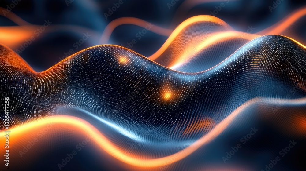 Fototapeta premium Futuristic abstract background featuring glowing neon elements and metallic textures in a dynamic, modern composition.