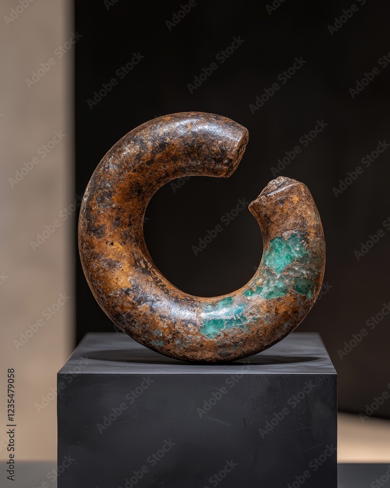 Ancient jade ring artifact on dark background