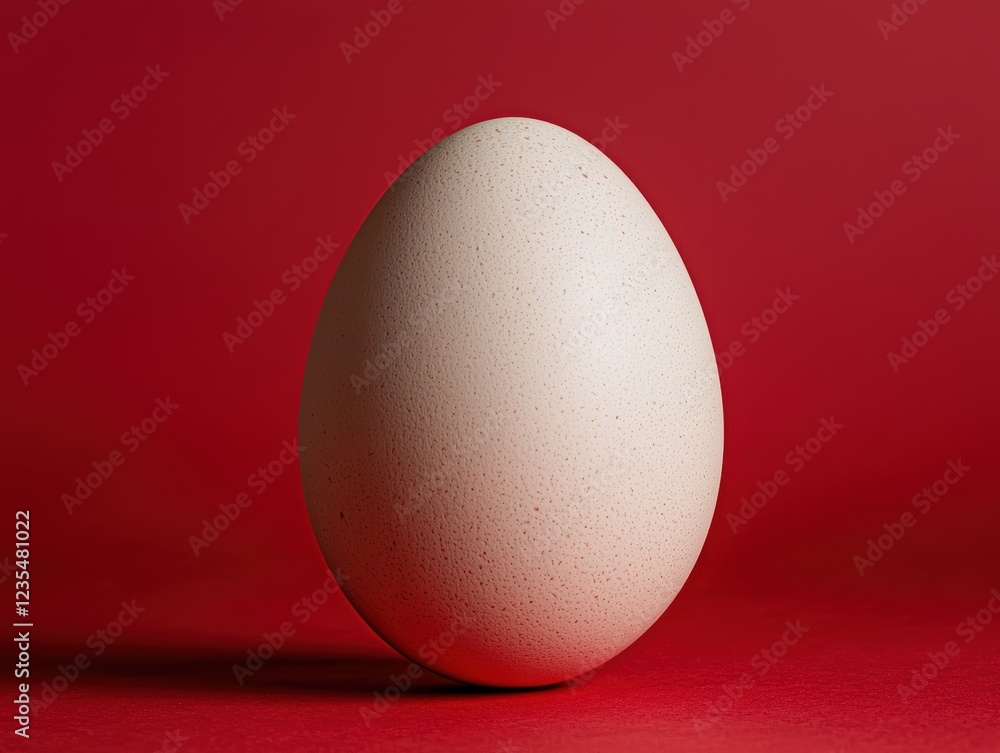 Single white egg on red background Single white egg on red background
