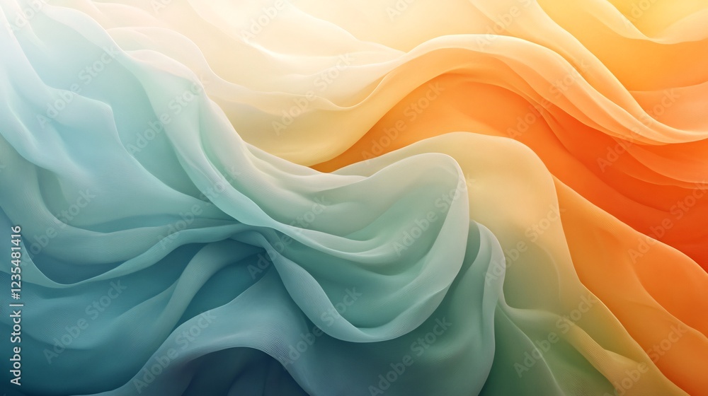 Obraz premium Soft pastel fabric flows gently warm sunlight bathes flowing drapes. AI Generated