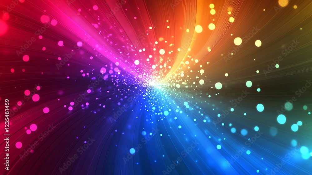 Fototapeta premium Vibrant Colorful Abstract Background With Swirling Patterns and Glowing Particles