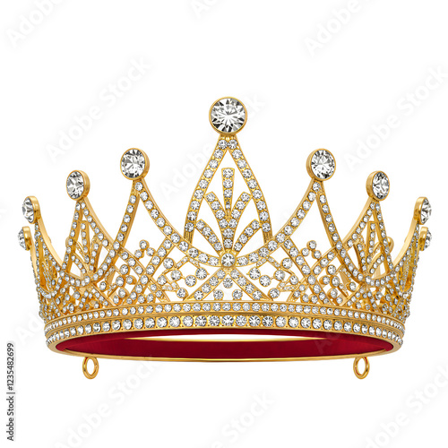 Crown crafted from solid gold, featuring an intricate design of golden swirls and filigree