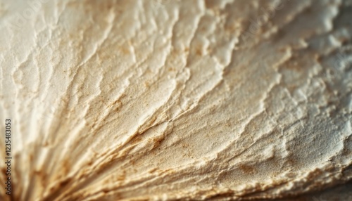 Close-up of textured mushroom gills with natural patterns and details photo