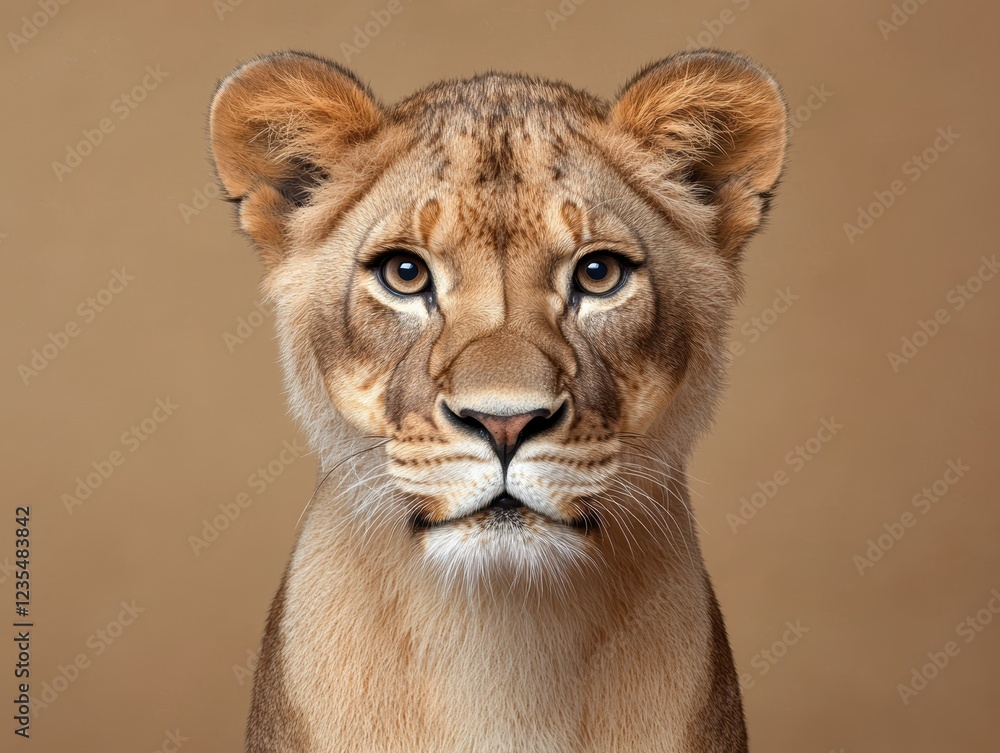 Obraz premium Close-up portrait of a young lion cub