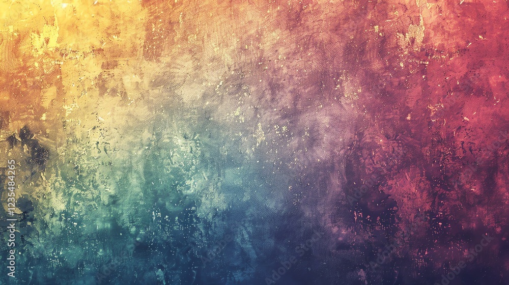 Fototapeta premium An abstract background with a gradient of blue, green, orange, and red, with a rough, textured surface.