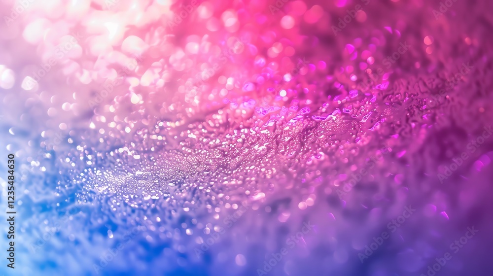 Abstract close-up of water droplets on a surface with a blurred pink and blue gradient. Abstract close-up of water droplets on a surface with a blurred pink and blue gradient.