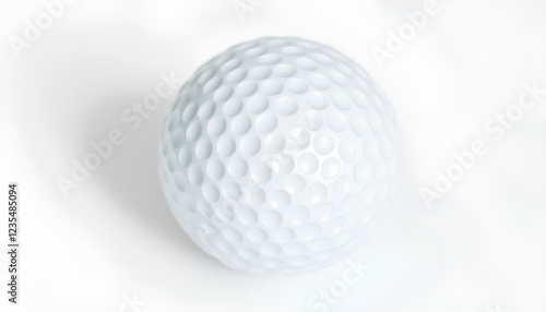 A high-quality golf ball with detailed dimples, placed on a clean white background, casting a soft shadow beneath it photo