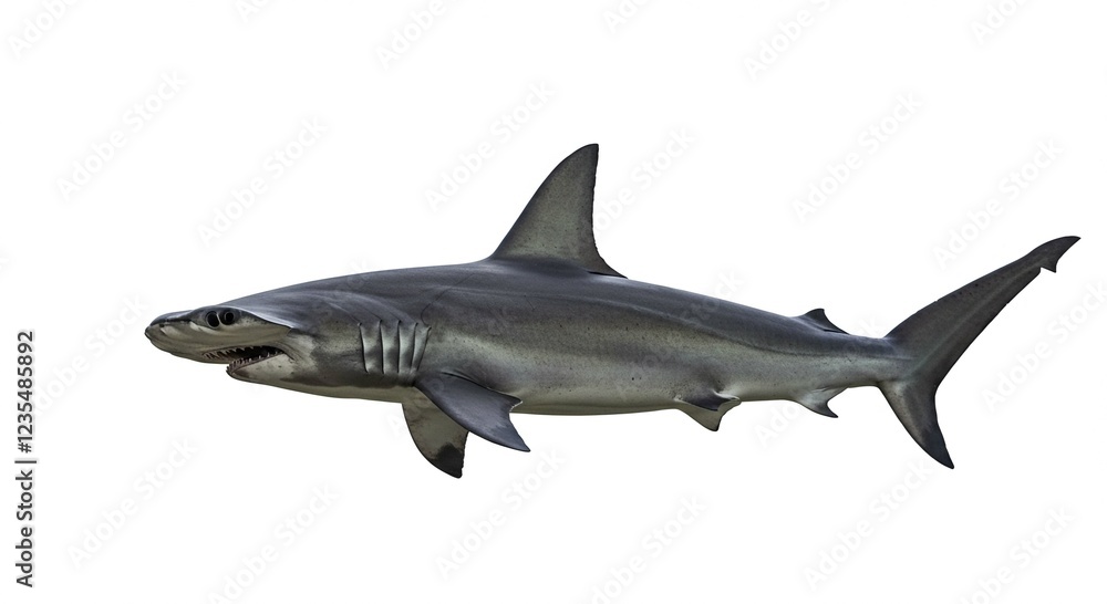 Fototapeta premium Powerful Great Hammerhead Shark Swimming Ocean Wildlife Marine Animal