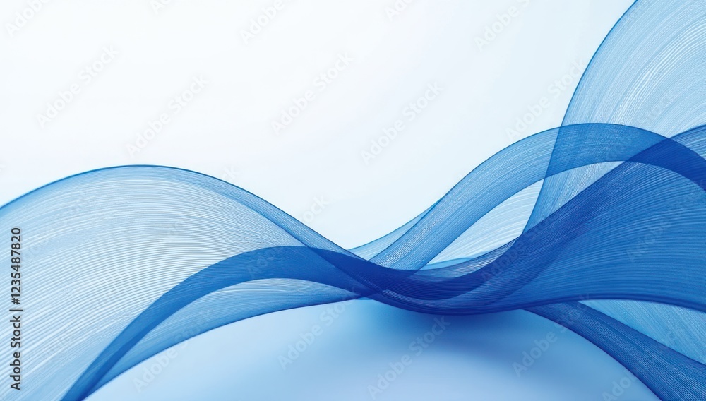 Naklejka premium Blue corporate design wave. Digital abstract white background with sleek technology motion.