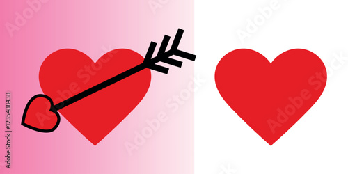 Love, Heart, romance or valentine's day,  red vector icons. Heart shape Isolated on white background. Collection of Love Heart Symbol Icons.