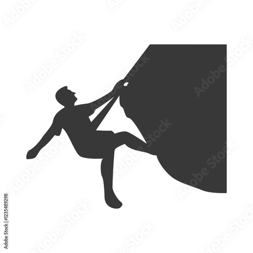 People Mountain Climbing Silhouette on White Background. Vector Illustration