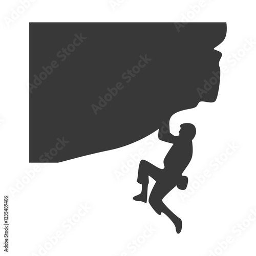 People Mountain Climbing Silhouette on White Background. Vector Illustration
