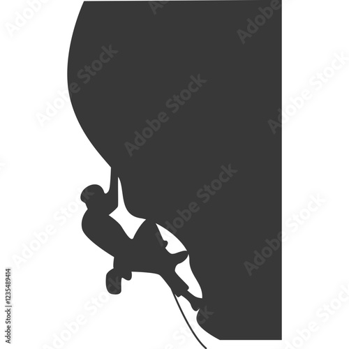 People Mountain Climbing Silhouette on White Background. Vector Illustration