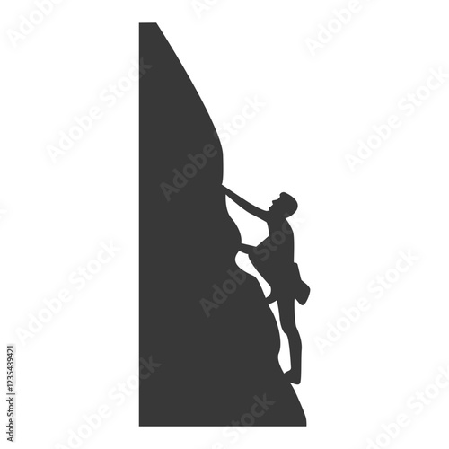 People Mountain Climbing Silhouette on White Background. Vector Illustration