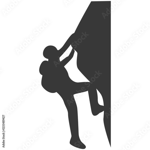 People Mountain Climbing Silhouette on White Background. Vector Illustration