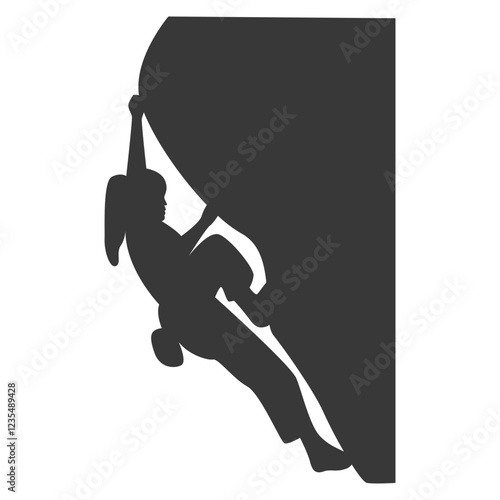 People Mountain Climbing Silhouette on White Background. Vector Illustration