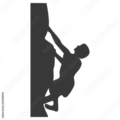 People Mountain Climbing Silhouette on White Background. Vector Illustration