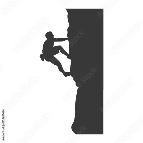 People Mountain Climbing Silhouette on White Background. Vector Illustration