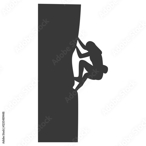 People Mountain Climbing Silhouette on White Background. Vector Illustration