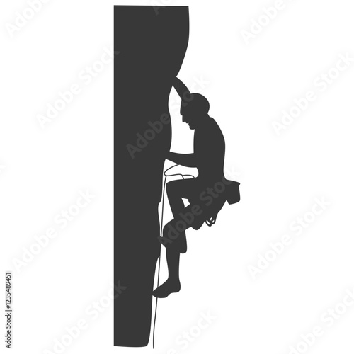 People Mountain Climbing Silhouette on White Background. Vector Illustration