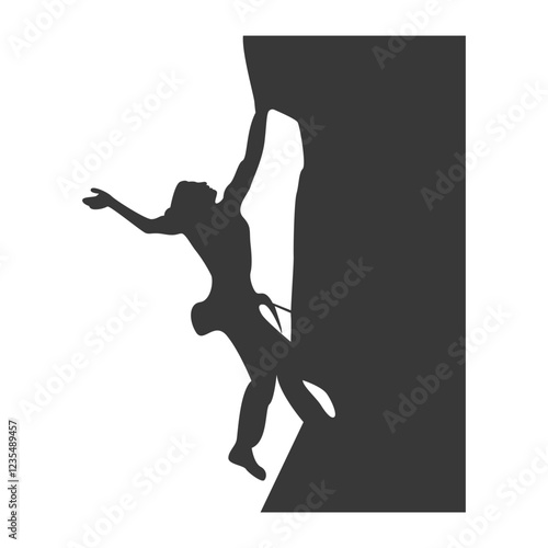 People Mountain Climbing Silhouette on White Background. Vector Illustration