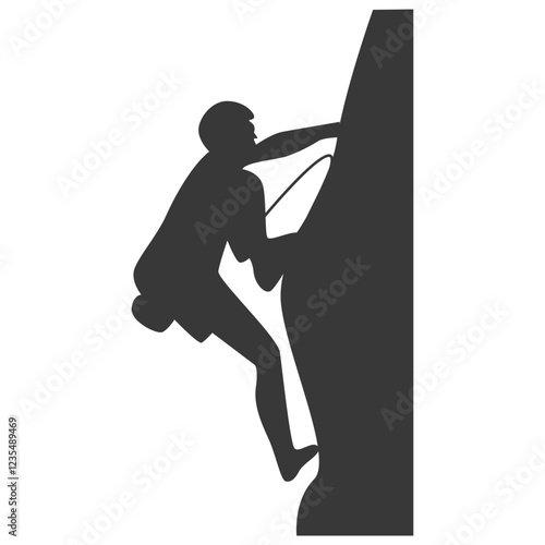 People Mountain Climbing Silhouette on White Background. Vector Illustration