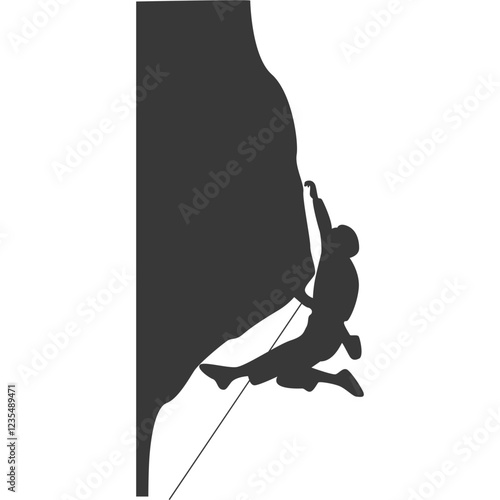 People Mountain Climbing Silhouette on White Background. Vector Illustration