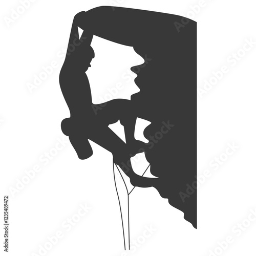 People Mountain Climbing Silhouette on White Background. Vector Illustration