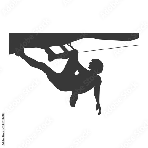 People Mountain Climbing Silhouette on White Background. Vector Illustration