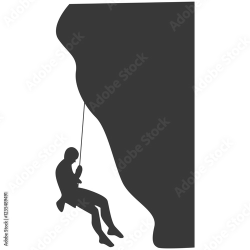 People Mountain Climbing Silhouette on White Background. Vector Illustration