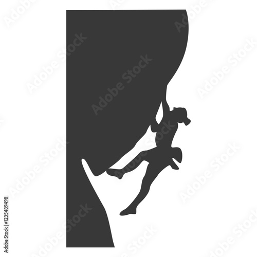 People Mountain Climbing Silhouette on White Background. Vector Illustration
