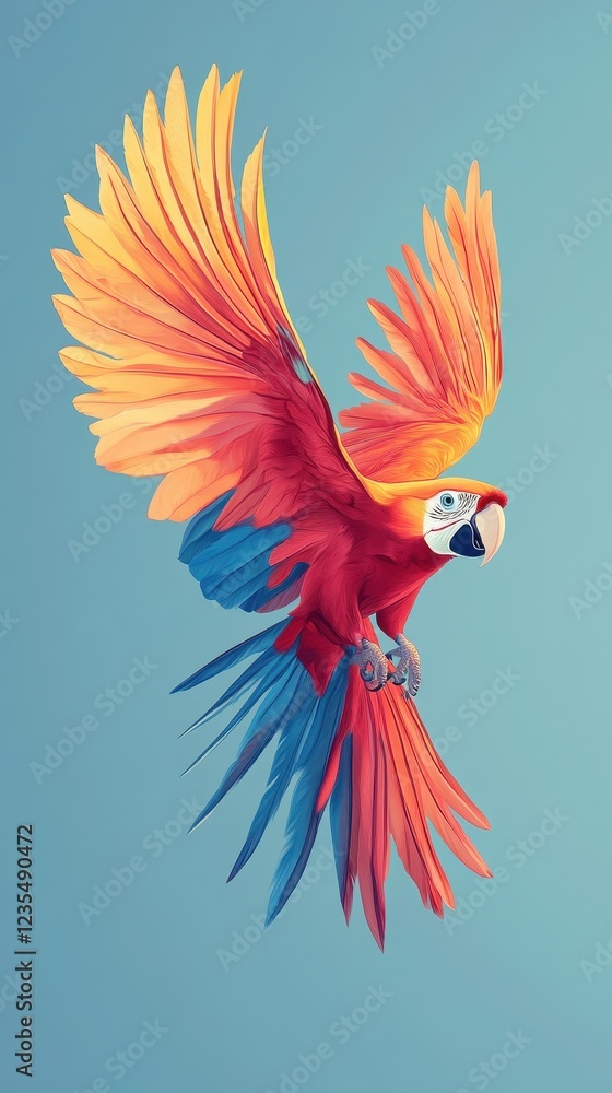Obraz premium Scarlet Macaw in Flight Wings Spread Wide