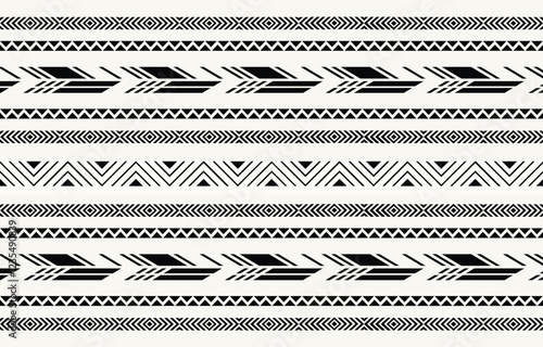 Ethnic tribal  african arrow black and white stripe background. Seamless tribal pattern, folk embroidery, tradition geometric  ornament. Traditional design for fabric, textile, print, rug, paper